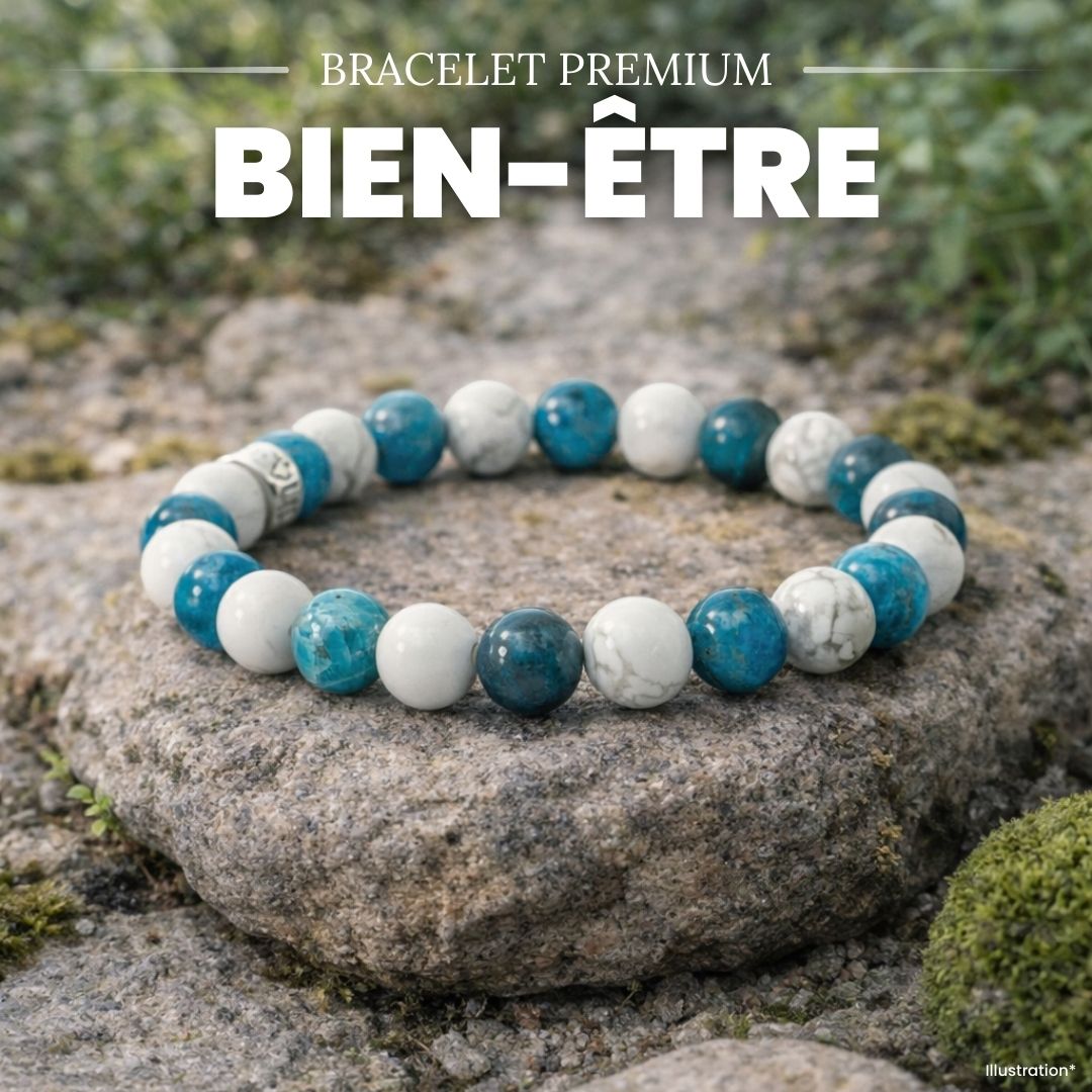Bracelet Apatite et Howlite présenté dans une boîte élégante