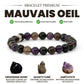 Bracelet en obsidienne et quartz fumé sur fond blanc