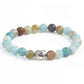 Bracelet en amazonite avec perles et tête de Bouddha argentée