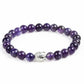 Bracelet en pierres fines, détail tête de Bouddha argentée