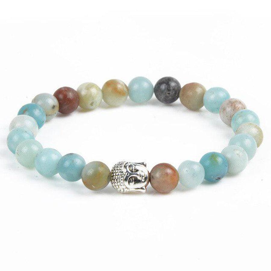 Bracelet en pierres naturelles avec tête de Bouddha porte-bonheur