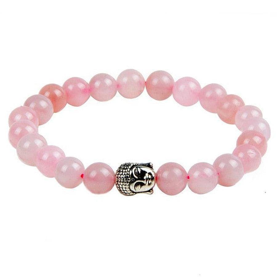 Bracelet en perles naturelles, tête de Bouddha en métal