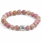 Bracelet élastique en pierres, accent Bouddha doré