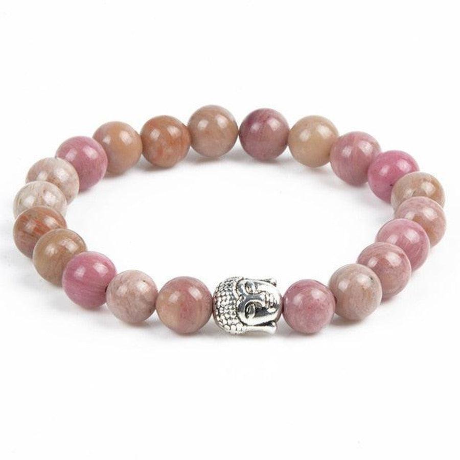 Bracelet élastique en pierres, accent Bouddha doré