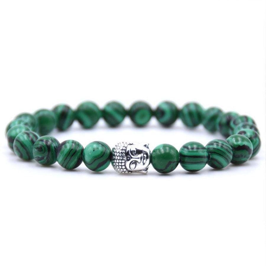 Bracelet en pierres polies, orné d'une tête de Bouddha