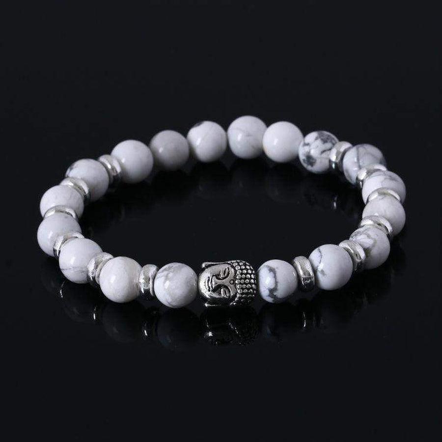 Vue latérale du bracelet montrant perles et Bouddha