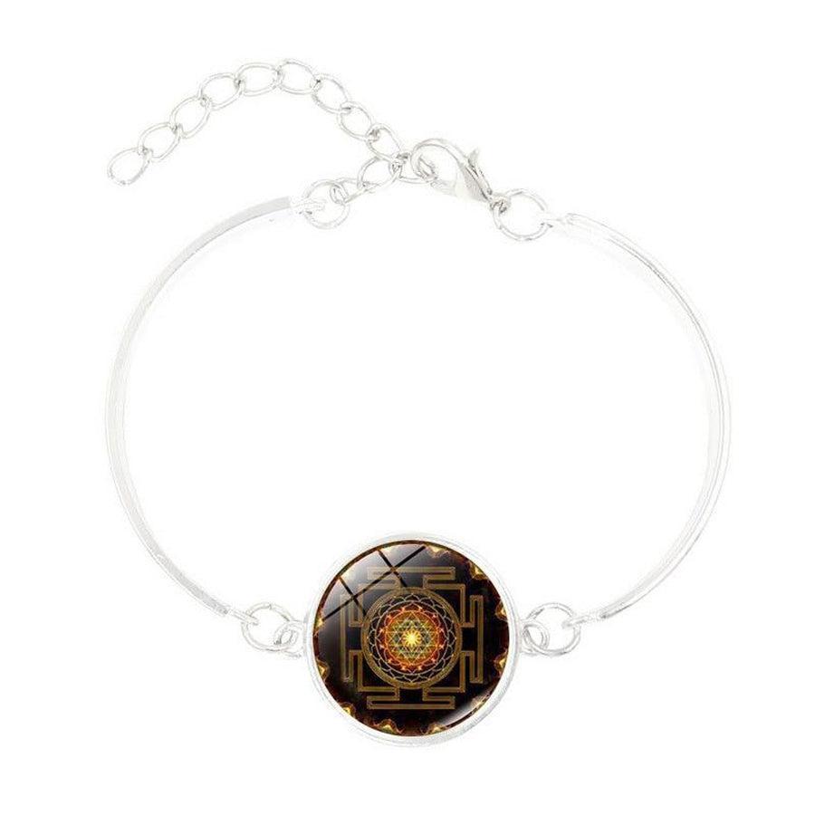 Bracelet avec cabochon Sri Yantra en verre anti-rayures