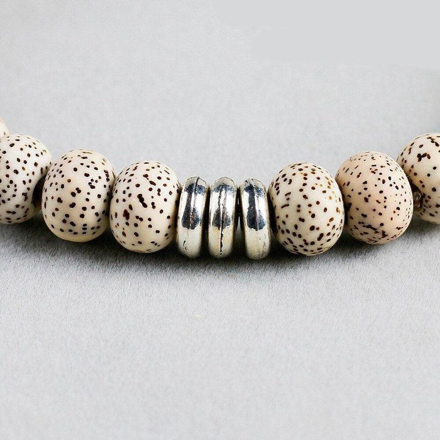 Bracelet tibétain en graines de Bodhi, perles mouchetées