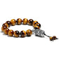 Bracelet en Œil de tigre avec perles rondes et fermoir gravé