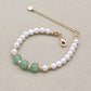 Détail des perles dorées et aventurine du bracelet