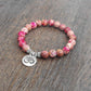 Bracelet en agate rose avec pendentif fleur de Lotus