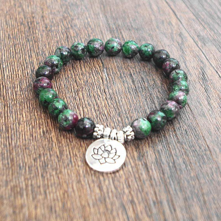 Bracelet complet en agates indiennes avec charm lotus