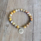 Bracelet jaspe avec perles mouchetées et charm lotus