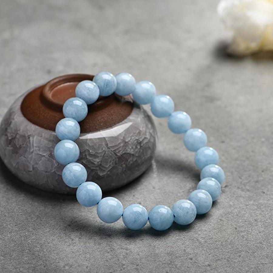 Bracelet en aigue-marine avec perles bleues claires
