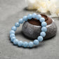Bracelet en aigue-marine avec fermoir argenté visible