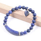 Détail des perles bleues du bracelet Lapis Lazuli