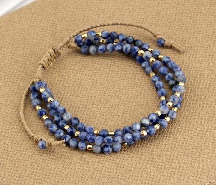 Bracelet artisanal en sodalite avec nœud coulant