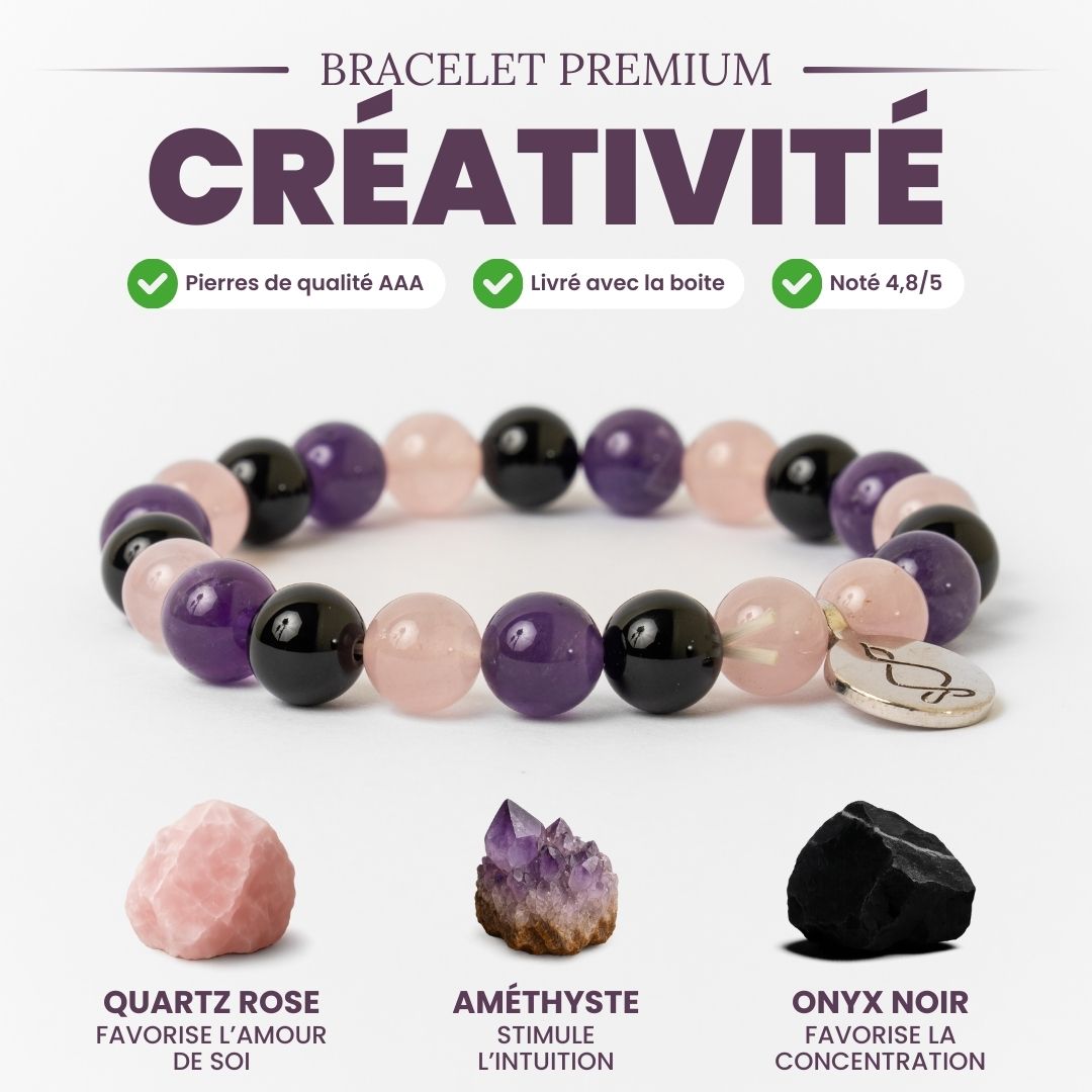 Bracelet en pierres naturelles avec quartz rose et améthyste