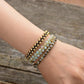 Bracelet double rangée en amazonite et perles noires