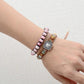 Bracelet d'amitié en opale rose, extrémités avec perles