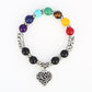 Bracelet chakras enroulé, mettant en valeur l'œil de tigre