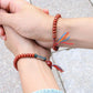 Bracelet artisanal en jaspe rouge avec perle rectangulaire gravée