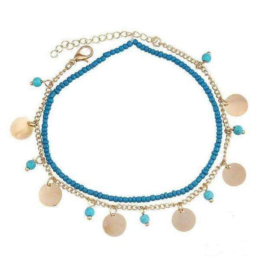 Vue latérale du bracelet bohémien avec charms dorés