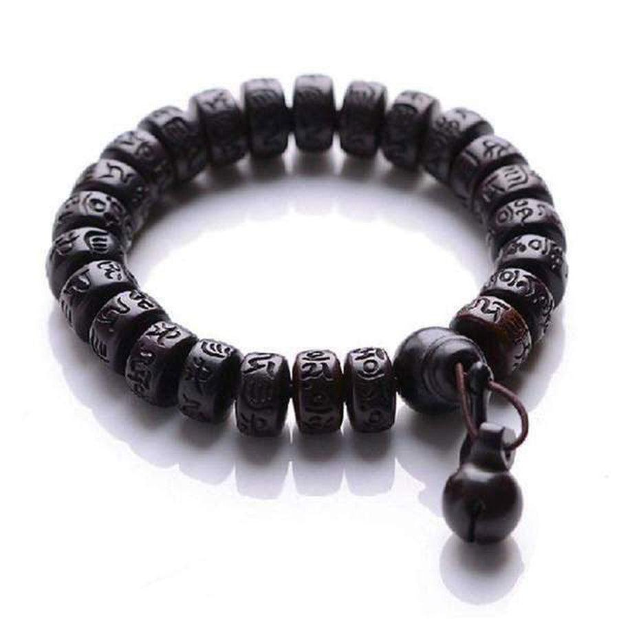 Vue d'ensemble du bracelet de méditation en bois