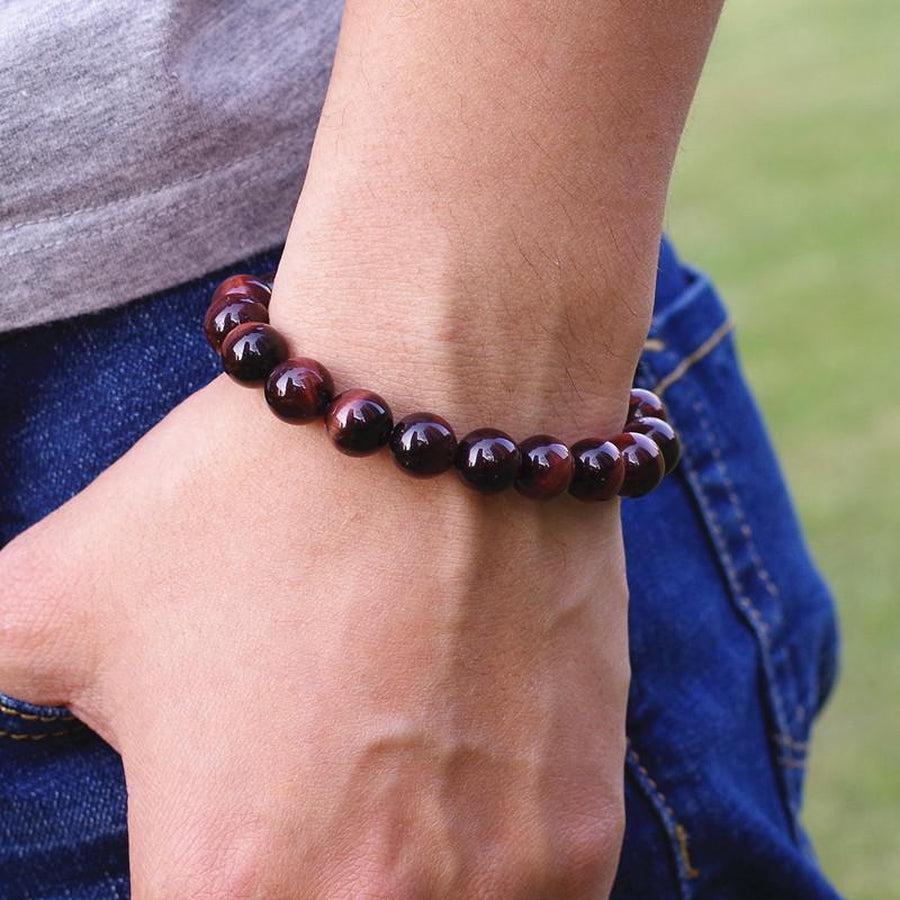 Détail des perles de 10 mm du bracelet protecteur