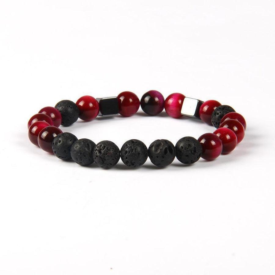 Détail des perles carrées en hématite du bracelet