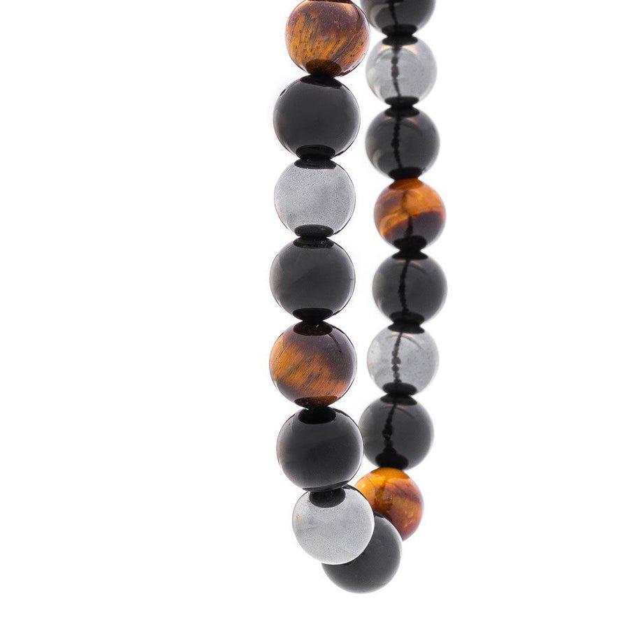Vue latérale du bracelet montrant les perles d'obsidienne noire