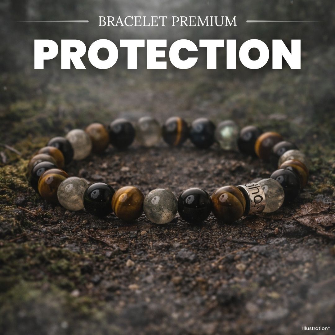 Bracelet de protection avec pierres naturelles sur fond neutre