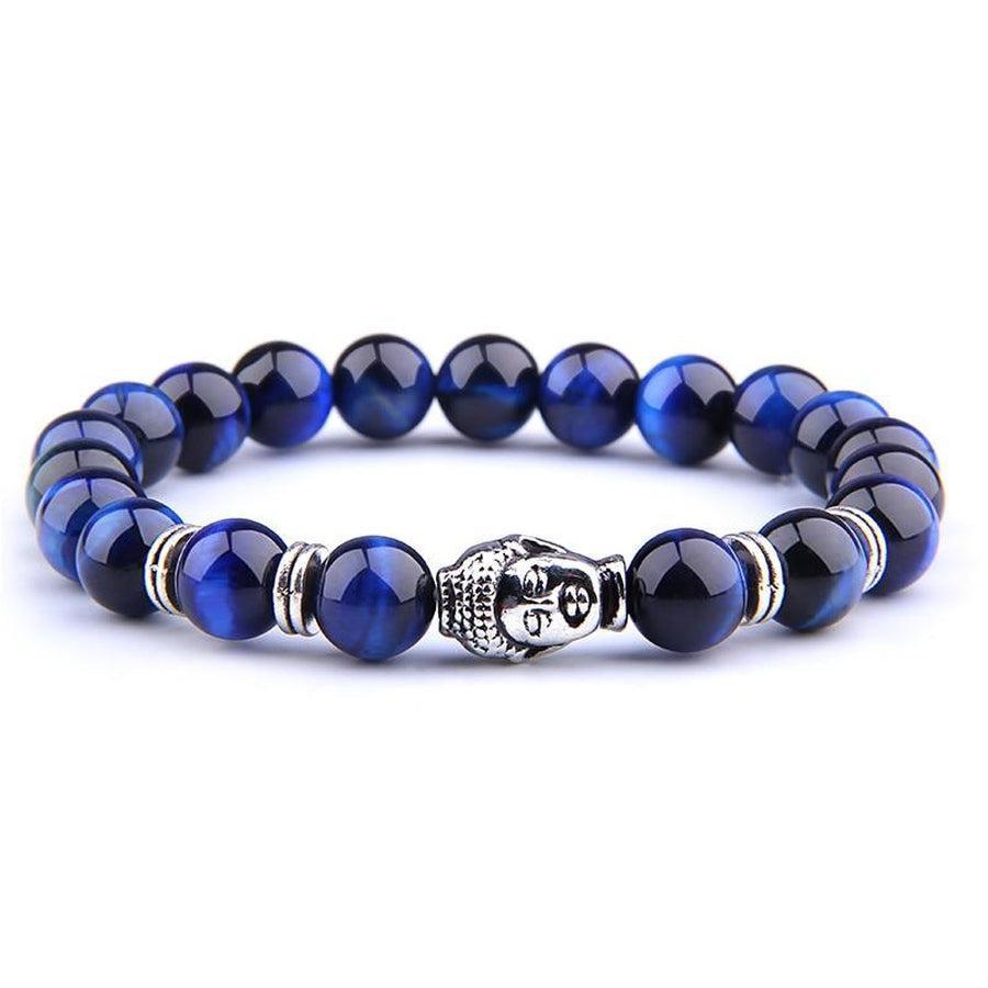 Vue latérale du bracelet Lapis Lazuli et Bouddha