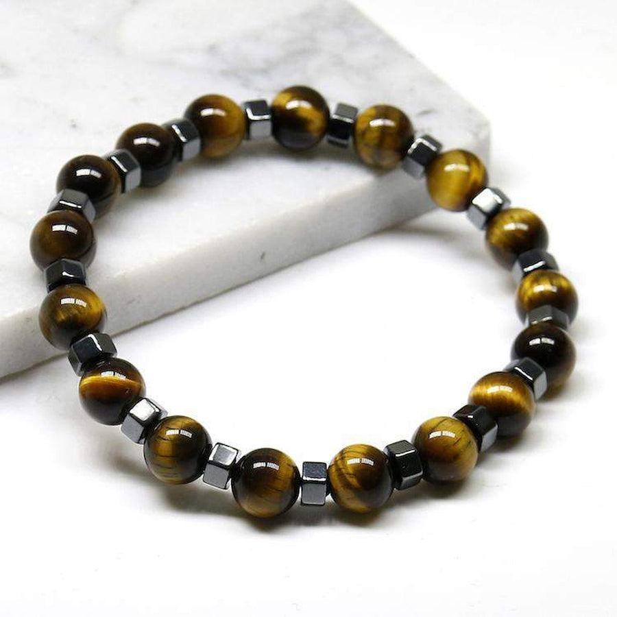 Bracelet homme avec perles œil de tigre et hématite