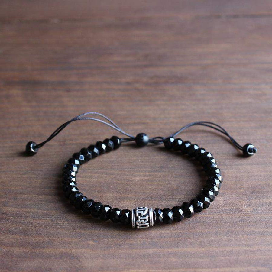 Bracelet ajustable en agate noire et cuivre