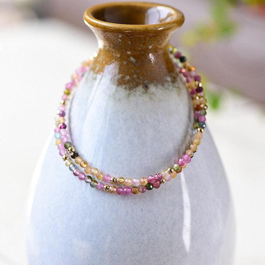 Fermoir mousqueton solide du bracelet en tourmaline multicolore