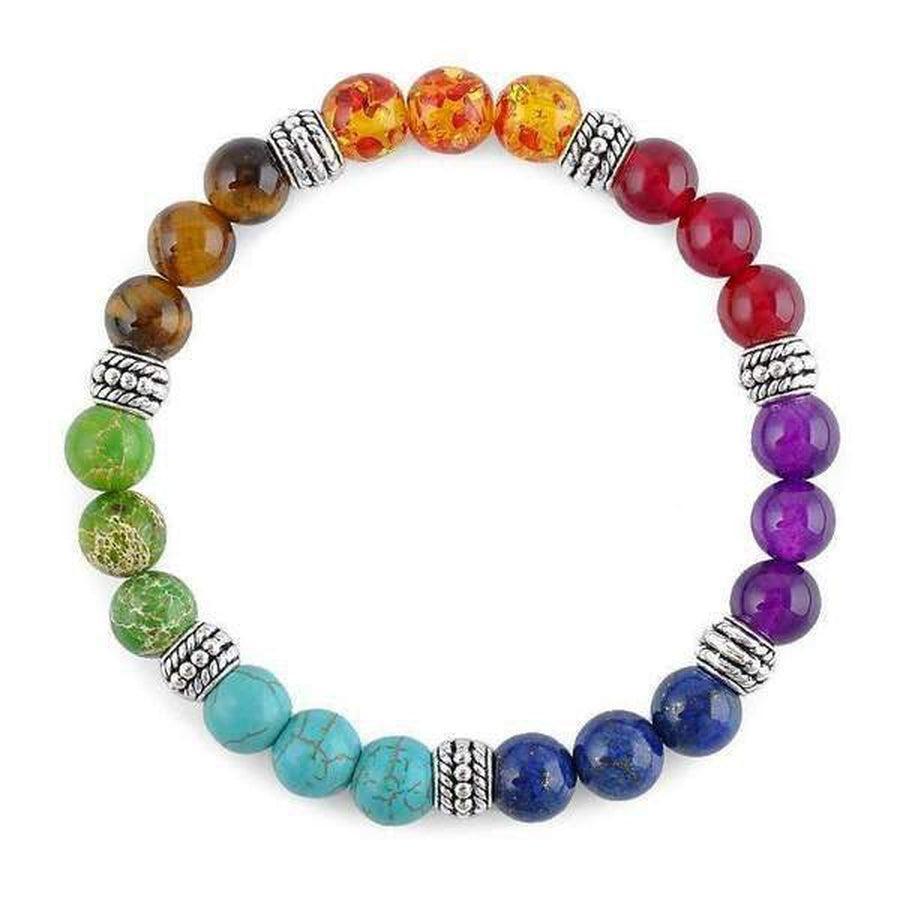 Bracelet coloré avec pierres synthétiques pour harmoniser les chakras