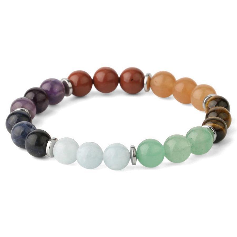 Bracelet chakras avec pierres et séparateurs en hématites