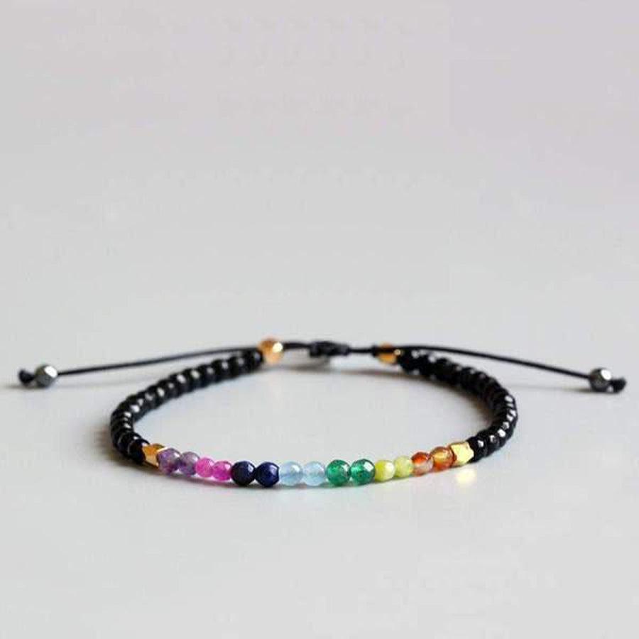 Bracelet en cristal de roche avec perles colorées pour chakras