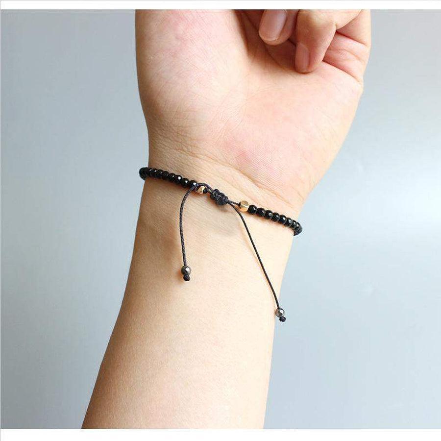 Bracelet ajustable en cristal de roche, perles multicolores visibles