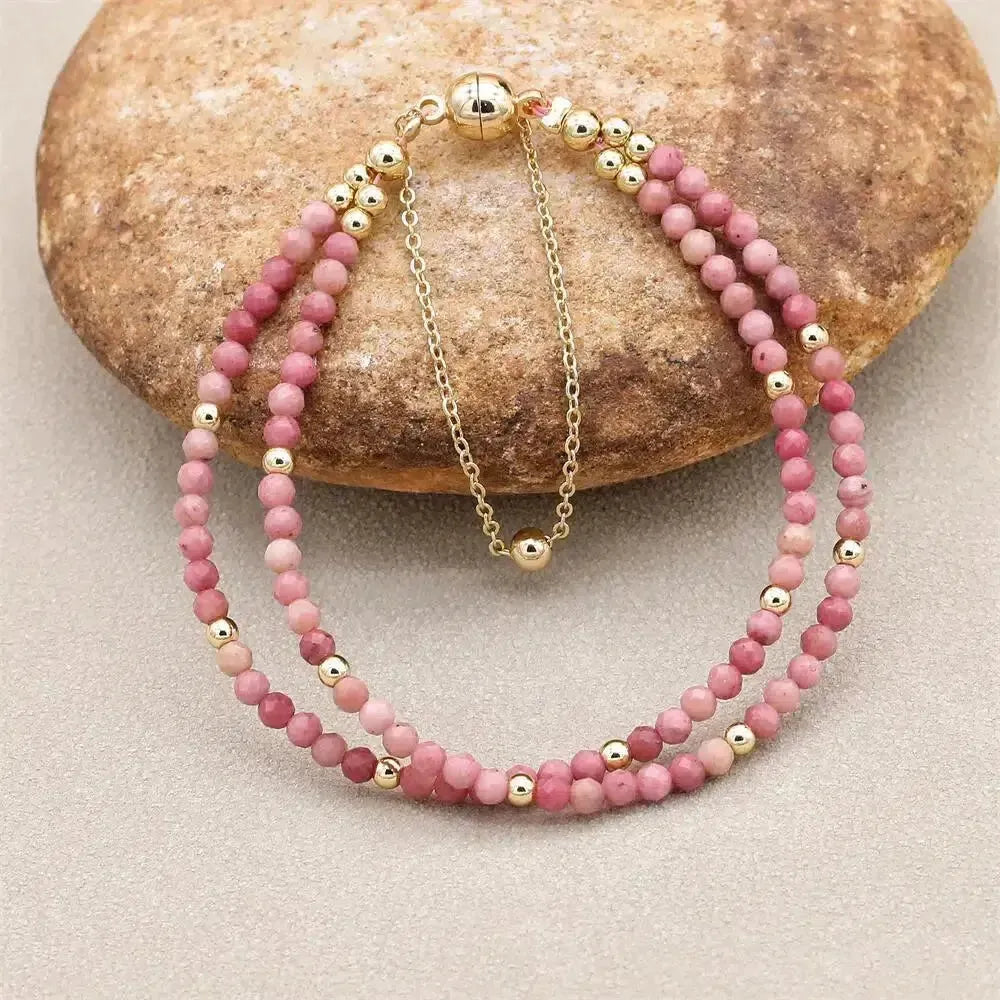 Ensemble du bracelet rhodonite, teintes roses variées