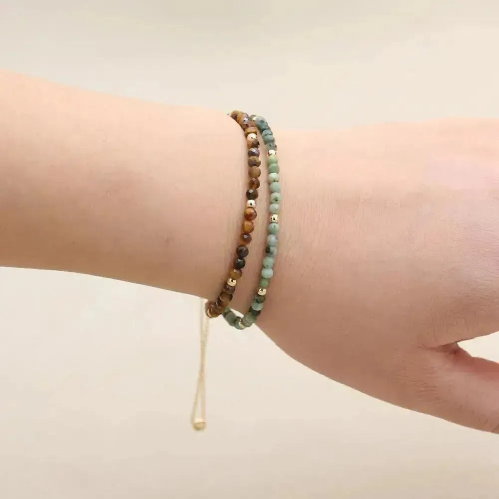 Perles de 3 mm en jaspe africain et œil de tigre