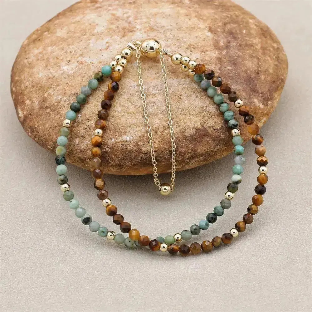 Bracelet élégant en pierres naturelles, double rangs
