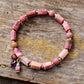 Bracelet élégant en rhodonite naturelle et perles dorées