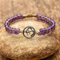 Vue latérale du bracelet améthyste et cordon tressé