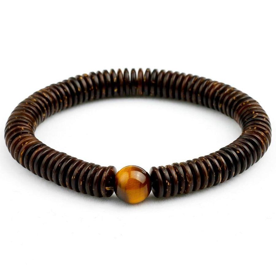 Bracelet élégant en coquille de noix de coco et pierre protectrice