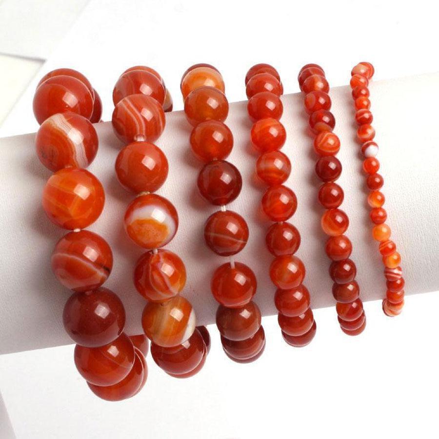 Bracelet en Cornaline rouge avec perles de différentes tailles