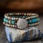 Bracelet ethnique en jaspe, cuir et acier, style manchette