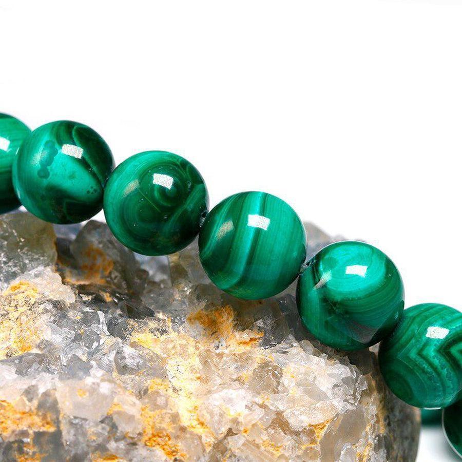 Bracelet en malachite avec perles vertes chatoyantes