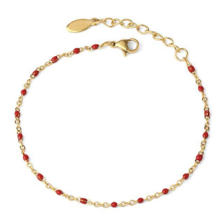 Bracelet perlé avec chaînette, vue de dessus